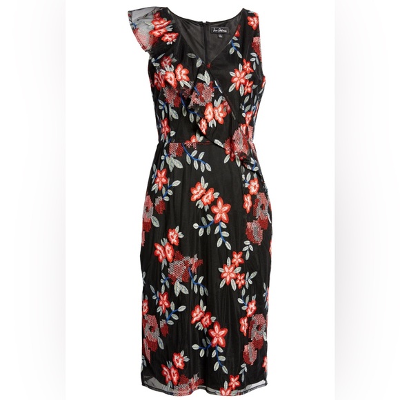 NWT Sam Edelman Floral Embroidered Mesh Sheath Dress - Picture 6 of 9